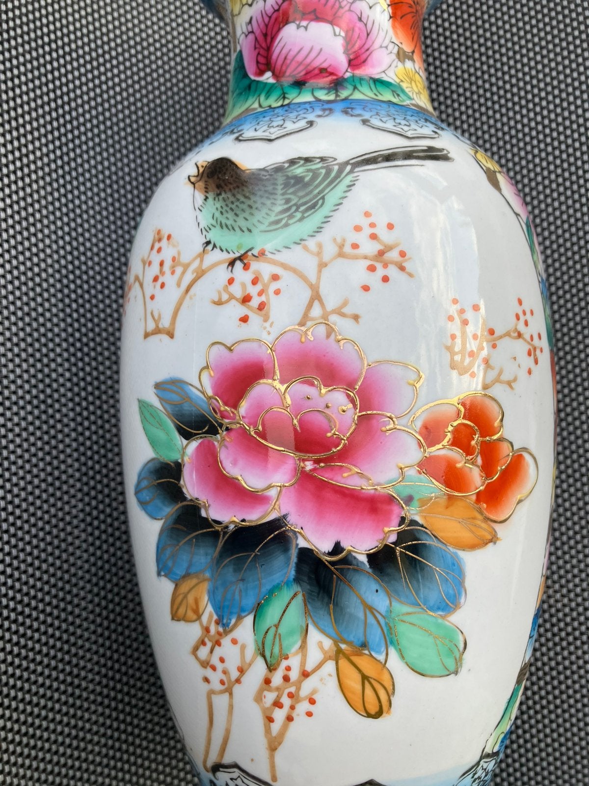 Chinees decoratie vaas met bloemen vogels beschilderd, Ophalen of Verzenden, Zo goed als nieuw, Versiering