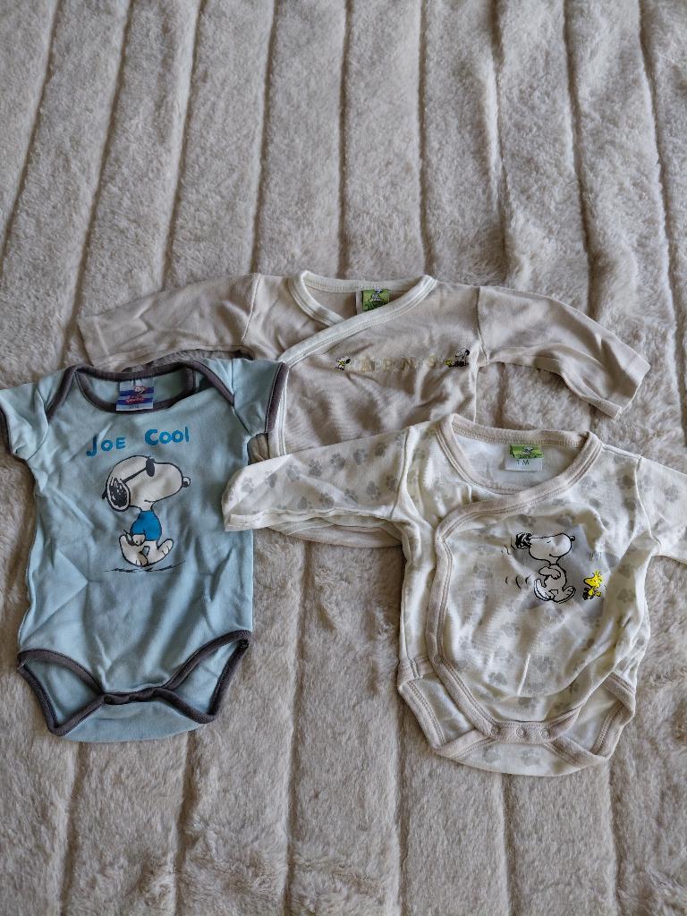 setje 3 rompertjes snoopy M50-56, Enlèvement ou Envoi, Ensemble, Utilisé, Snoopy