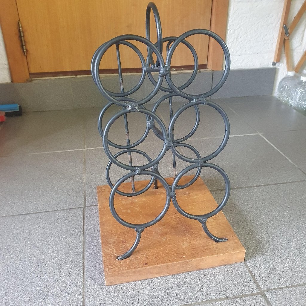 Porte bouteilles en bois et en fer forgé pour 6 bouteilles, Maison & Meubles, Accessoires pour la Maison | Porte-bouteilles, Utilisé