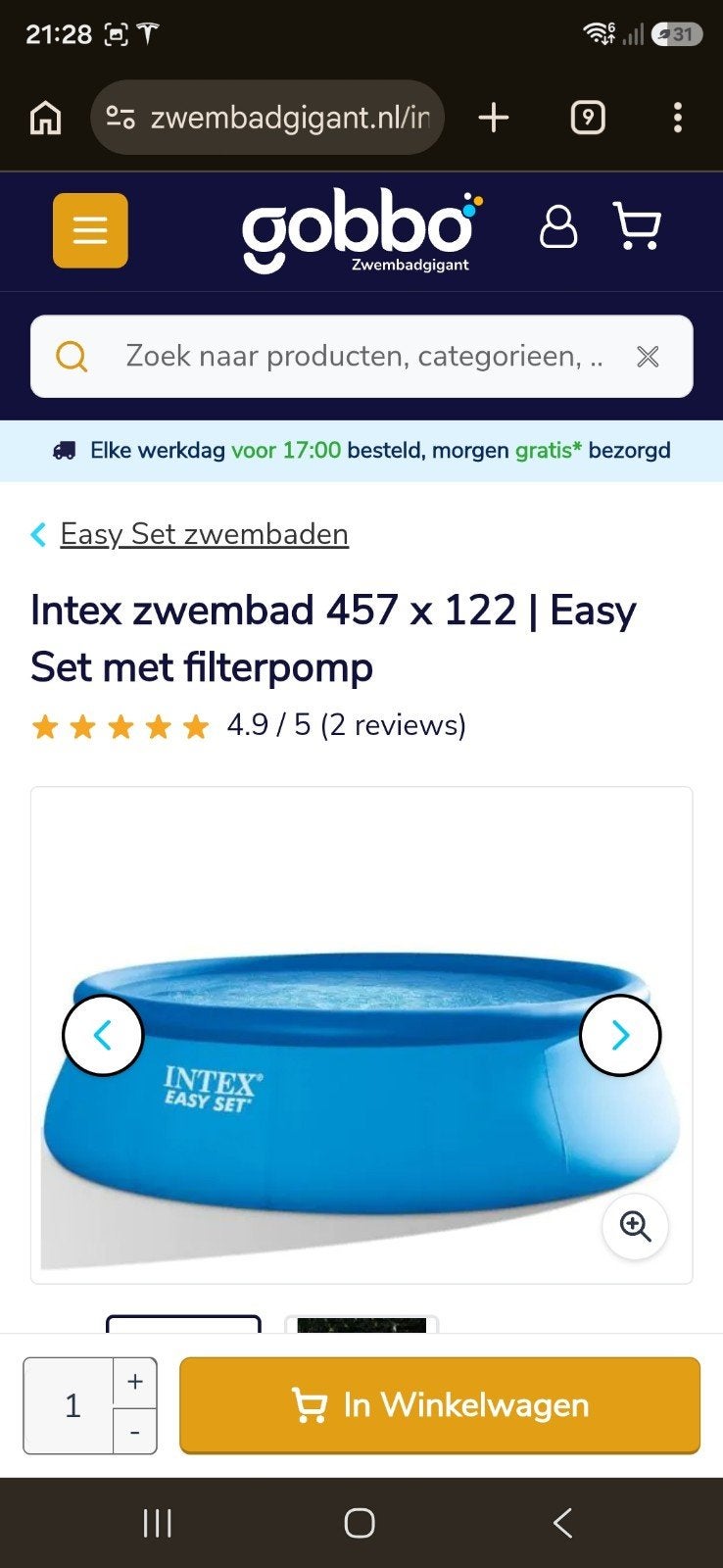 Bestway Fast set 457 cm (nouveau), Jardin & Terrasse, Piscines, Enlèvement