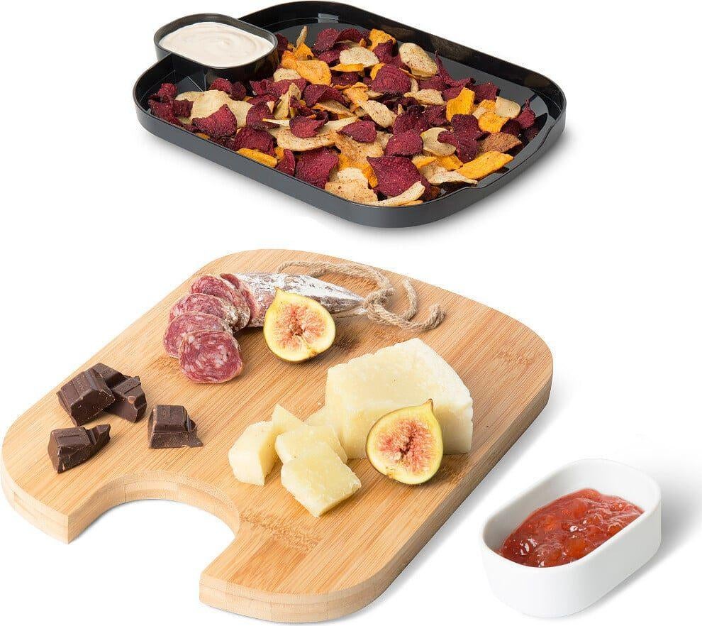Nieuw | 3-in-1 Tapas Serveerplank, serveerschaal, Bamboe, Ophalen of Verzenden, Nieuw, Rechthoekig, Overige materialen