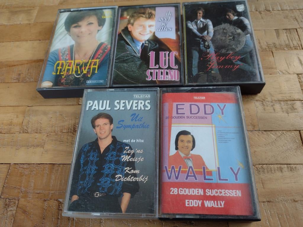 LOT: 5 x MUZIEKCASSETTE: EDDY WALLY-MARVA-L STEENO-P SEVERS., CD & DVD, Cassettes audio, En néerlandais, Enlèvement ou Envoi, Originale