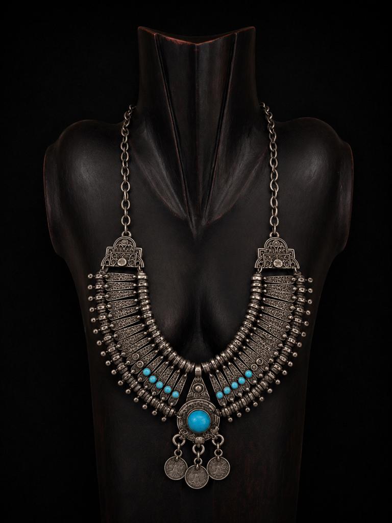 Collier bohème ethnique style tribal afghan, Bijoux, Sacs & Beauté, Enlèvement ou Envoi, Argent, Argent