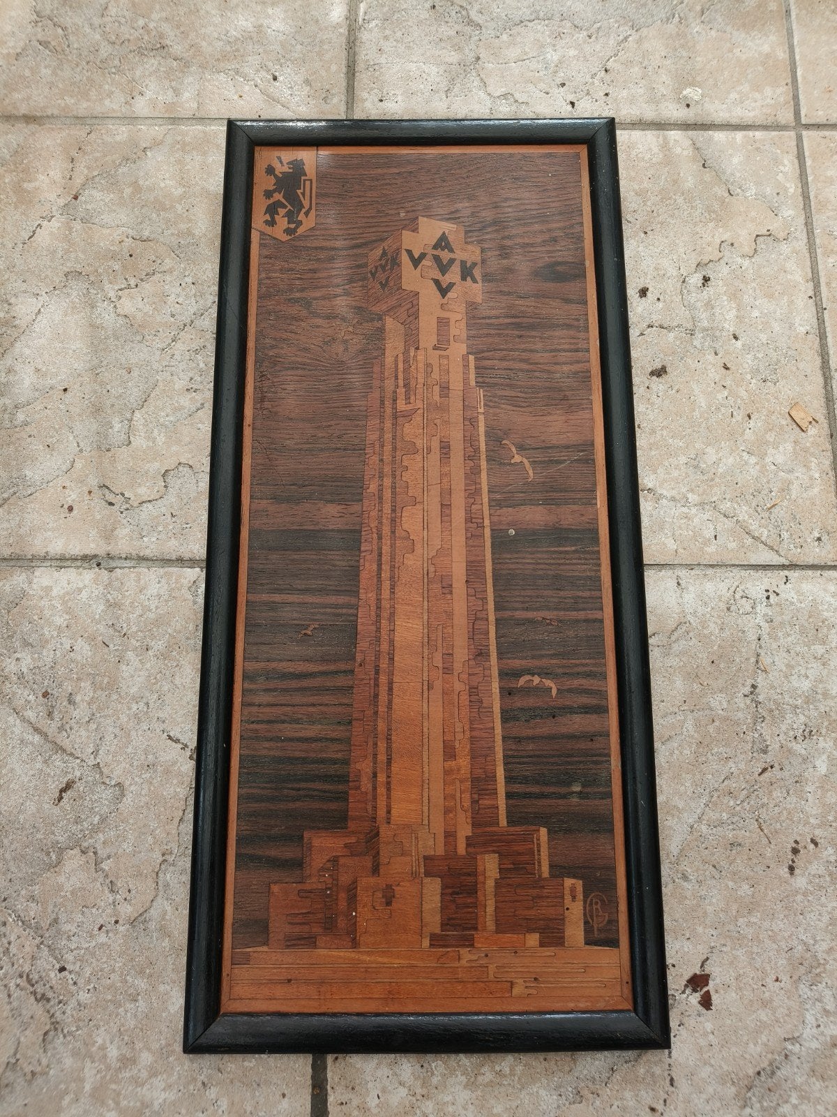 Vintage Houten inlegwerk IJzertoren (jaren 30-40), Enlèvement