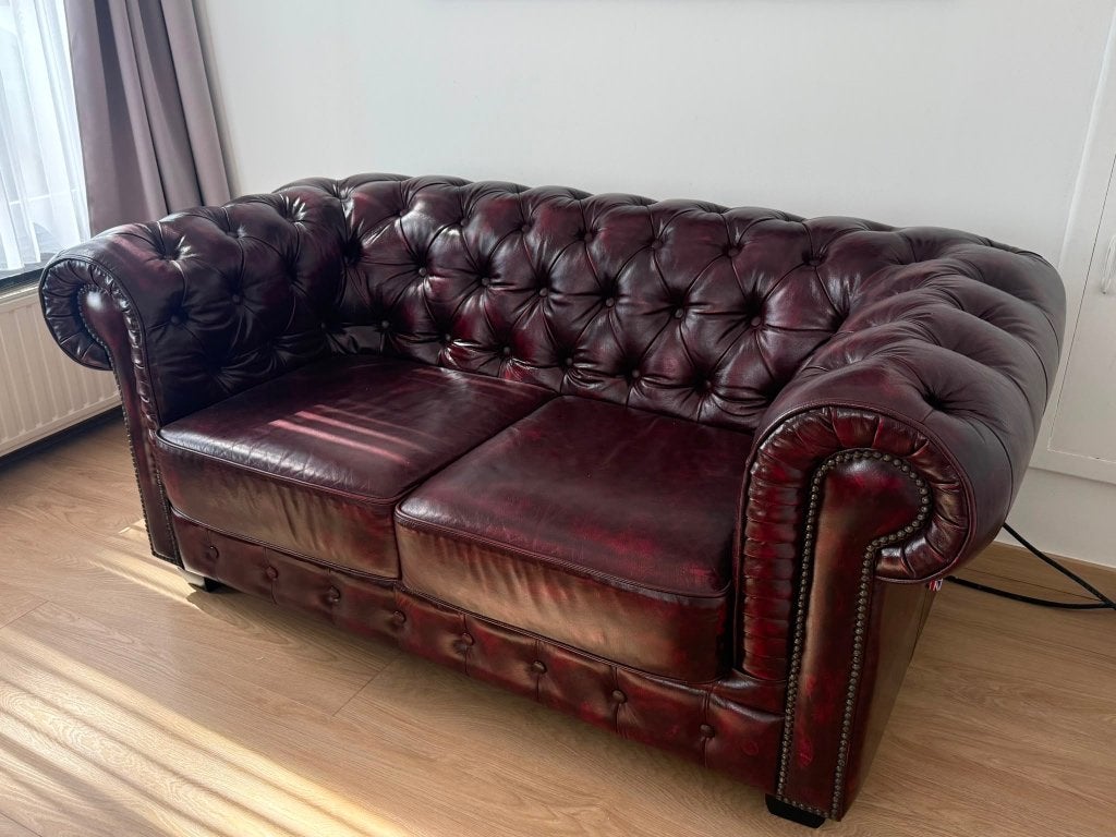 chesterfield, Huis en Inrichting, Zetels | Zetels, Ophalen, 150 tot 200 cm, Tweepersoons, Zo goed als nieuw