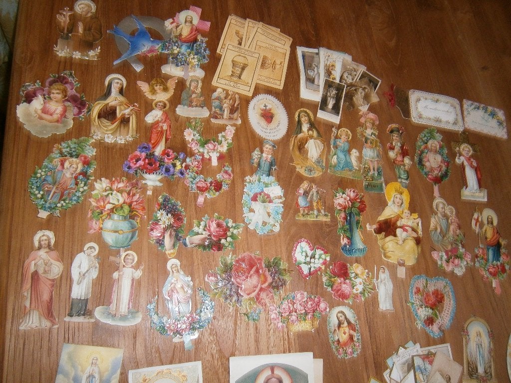 images religieuses + livres très ancien, Verzamelen, Ophalen, Gebruikt, Beeld(je)