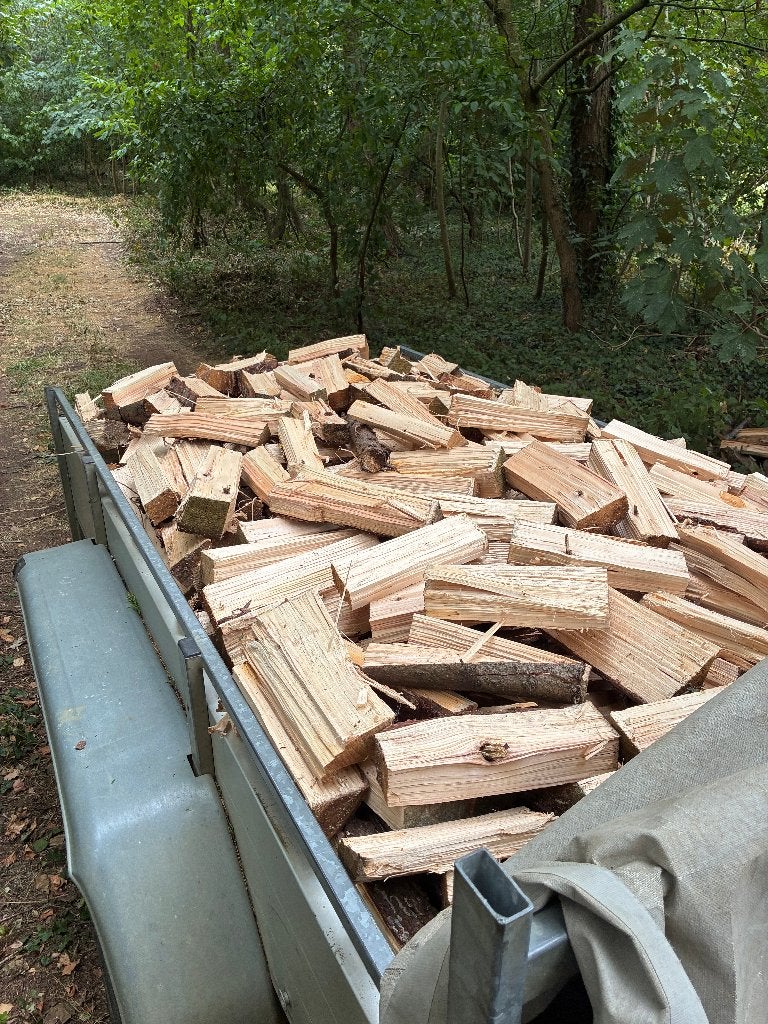 Halfdroog brandhout €50/m³, Moins de 3 m³, Enlèvement ou Envoi, Autres essences de bois, Bûches