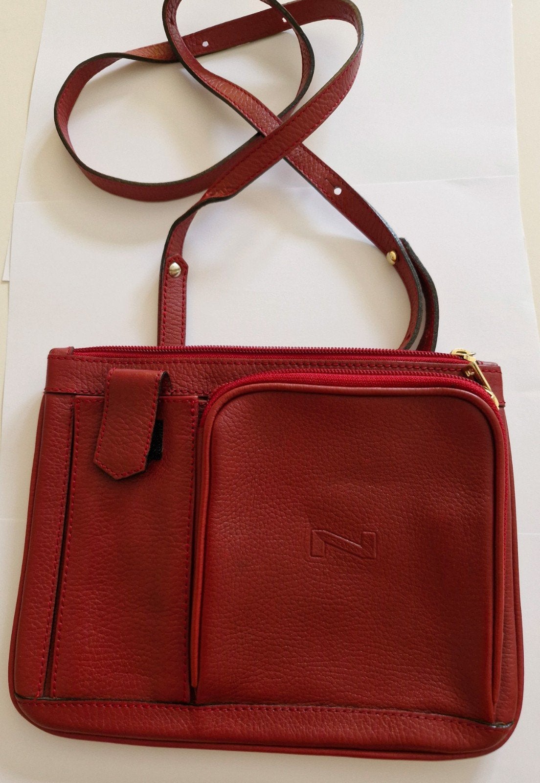 Sac bandoulière en cuir grainé Nathan-Baume.Vintage., Enlèvement ou Envoi, Utilisé