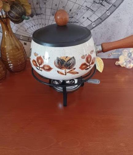 Prachtige Vintage Fondueset – 70's,  Compleet met Brander, Elektronische apparatuur, Fonduesets, Zo goed als nieuw, Fondueset