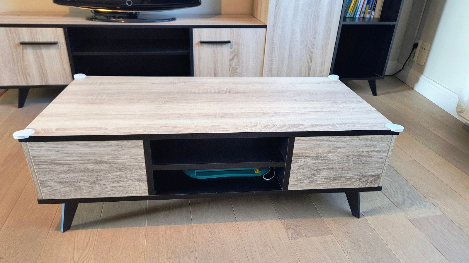 salontafel met opbergruimte, Huis en Inrichting, Ophalen, 50 tot 100 cm, 100 tot 150 cm, Eikenhout