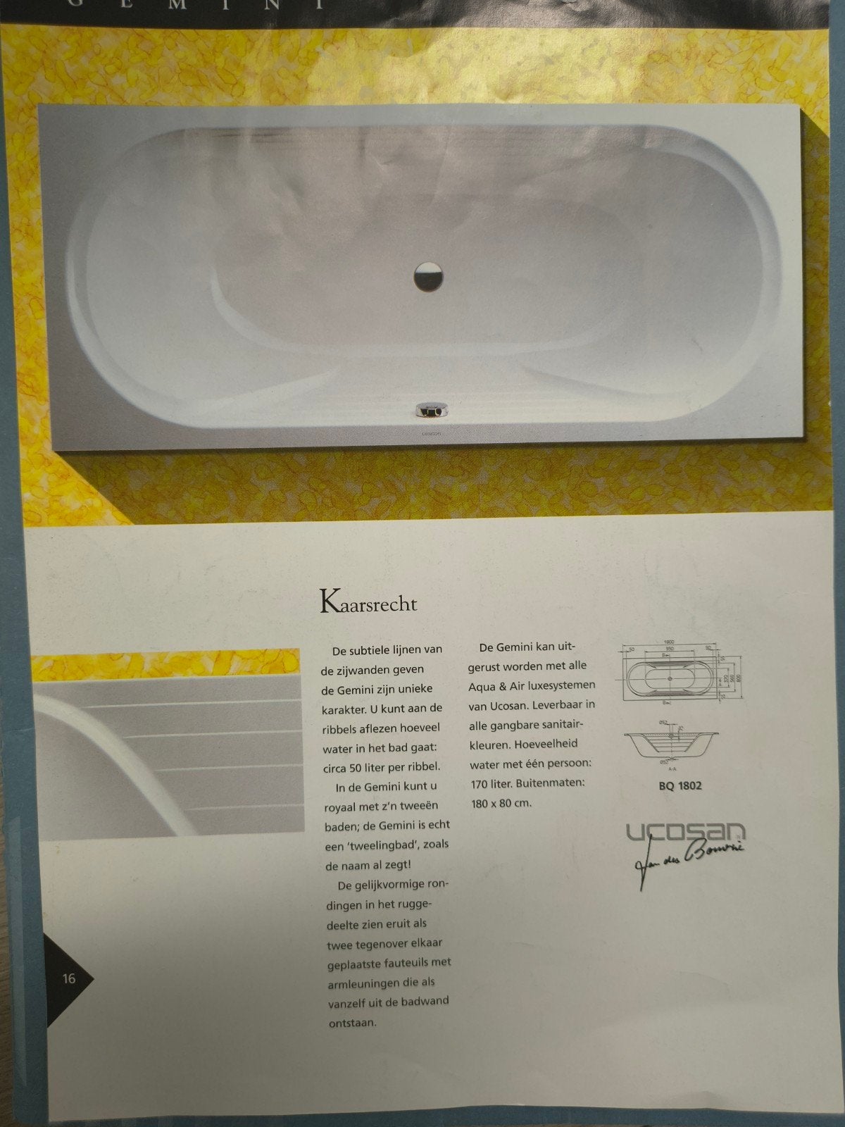 BAD UCOSAN,  WIT, INCLUSIEF  POTEN, Enlèvement, Utilisé, Baignoire