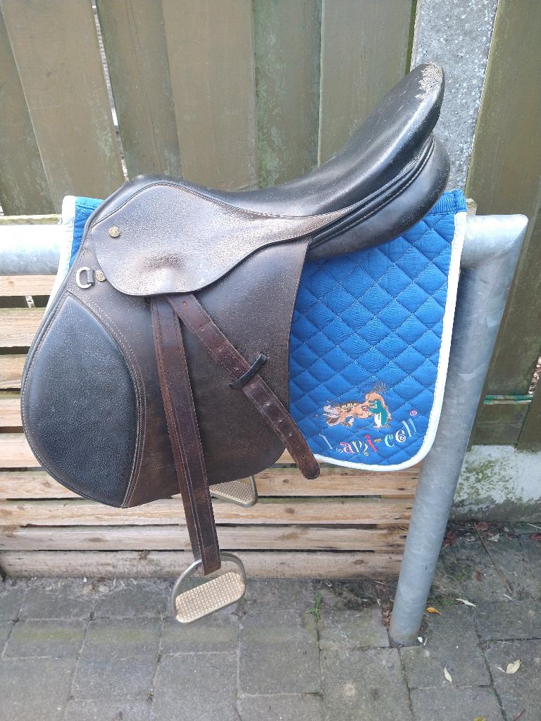 Lederen Ponyzadel - Premiere France, Dieren en Toebehoren, Paarden en Pony's | Zadels, Ophalen, Gebruikt, Recreatie