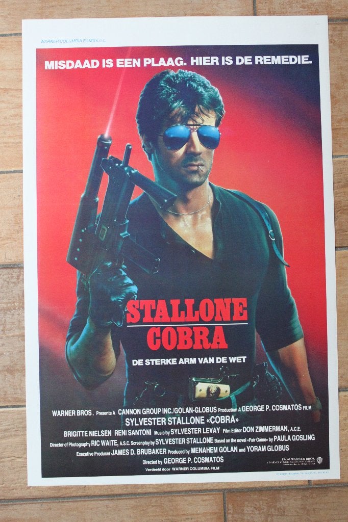 filmaffiche Sylvester Stallone Cobra 1986 filmposter, Enlèvement ou Envoi, Rectangulaire vertical, A1 jusqu'à A3, Comme neuf