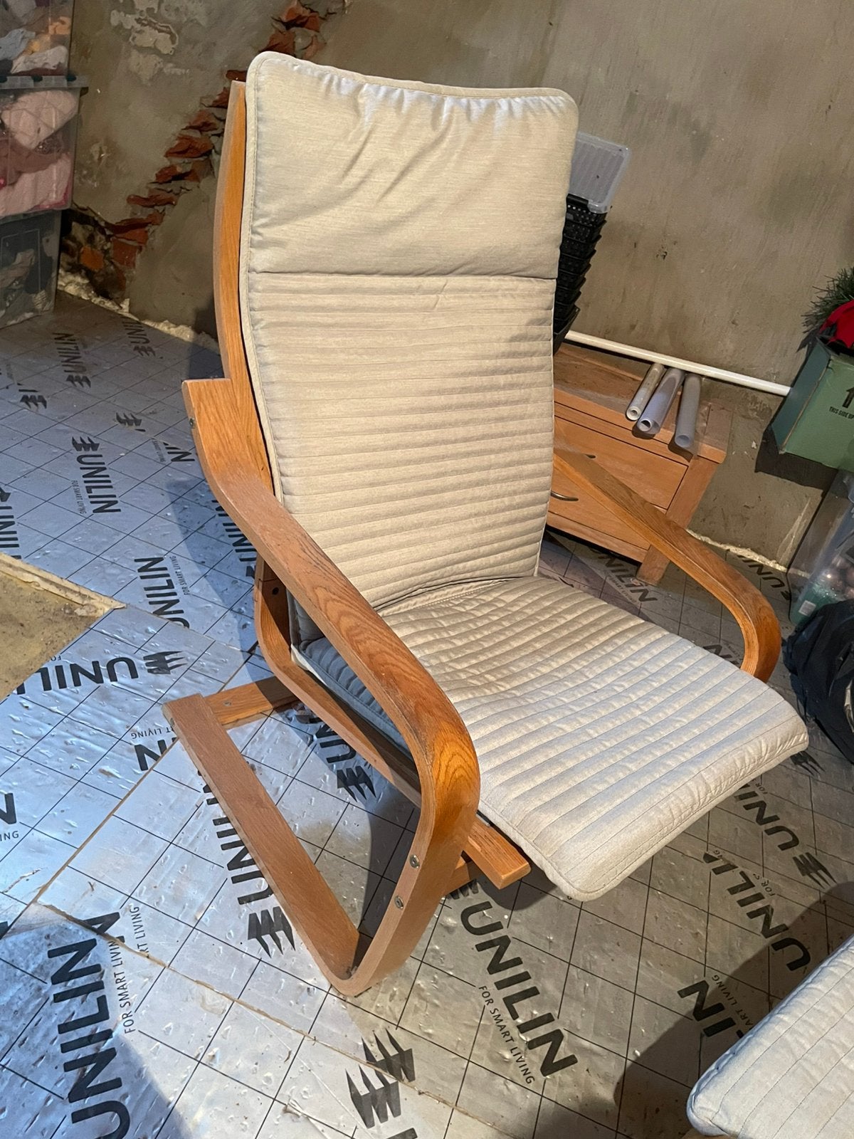 Relax stoel+ bankje, Huis en Inrichting, Ophalen, Gebruikt, Hout