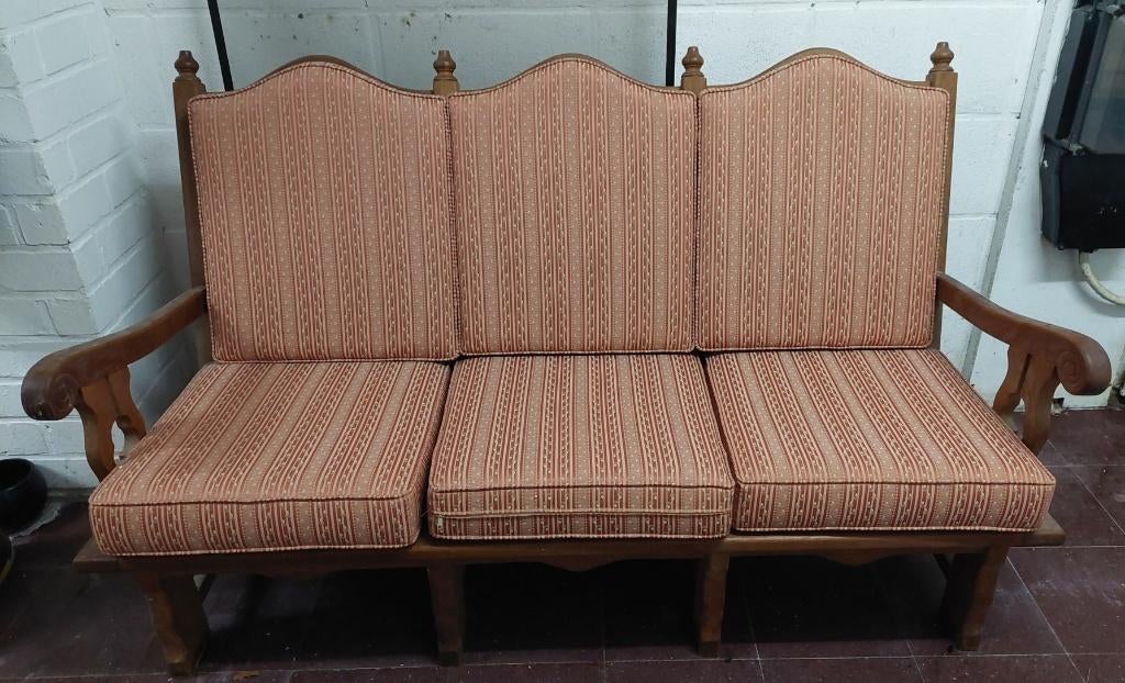 drie-persoons eiken zetel, Huis en Inrichting, Ophalen, Gebruikt, Minder dan 75 cm, 150 tot 200 cm