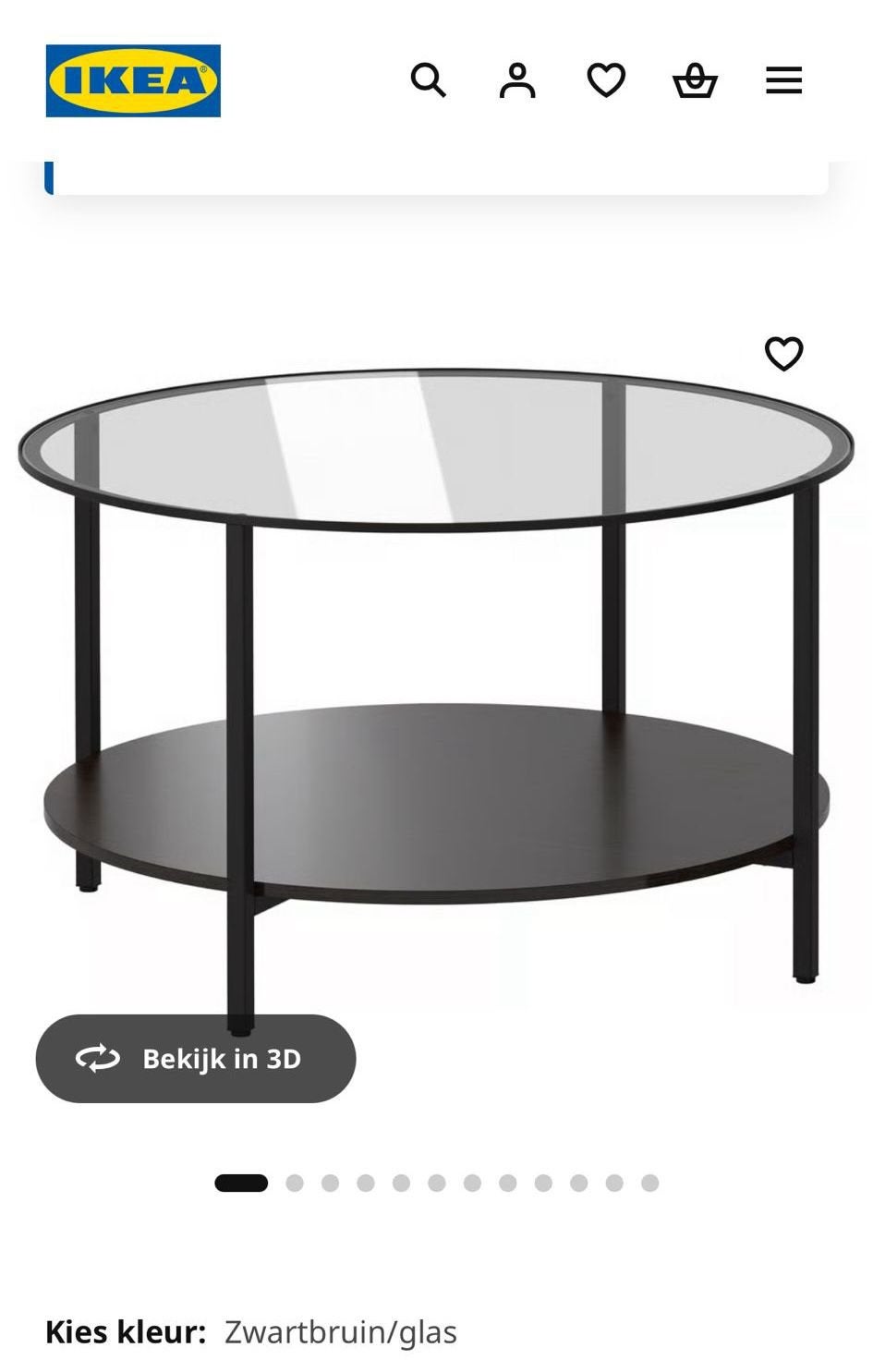 VITTSJÖ Salontafel, Ophalen, Rond, Glas, Modern