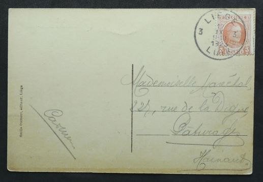 Timbre Albert Ier - Houyoux COB 192 - Liège Palais 1923, Oblitéré, Affranchi, Timbre-poste, Envoi