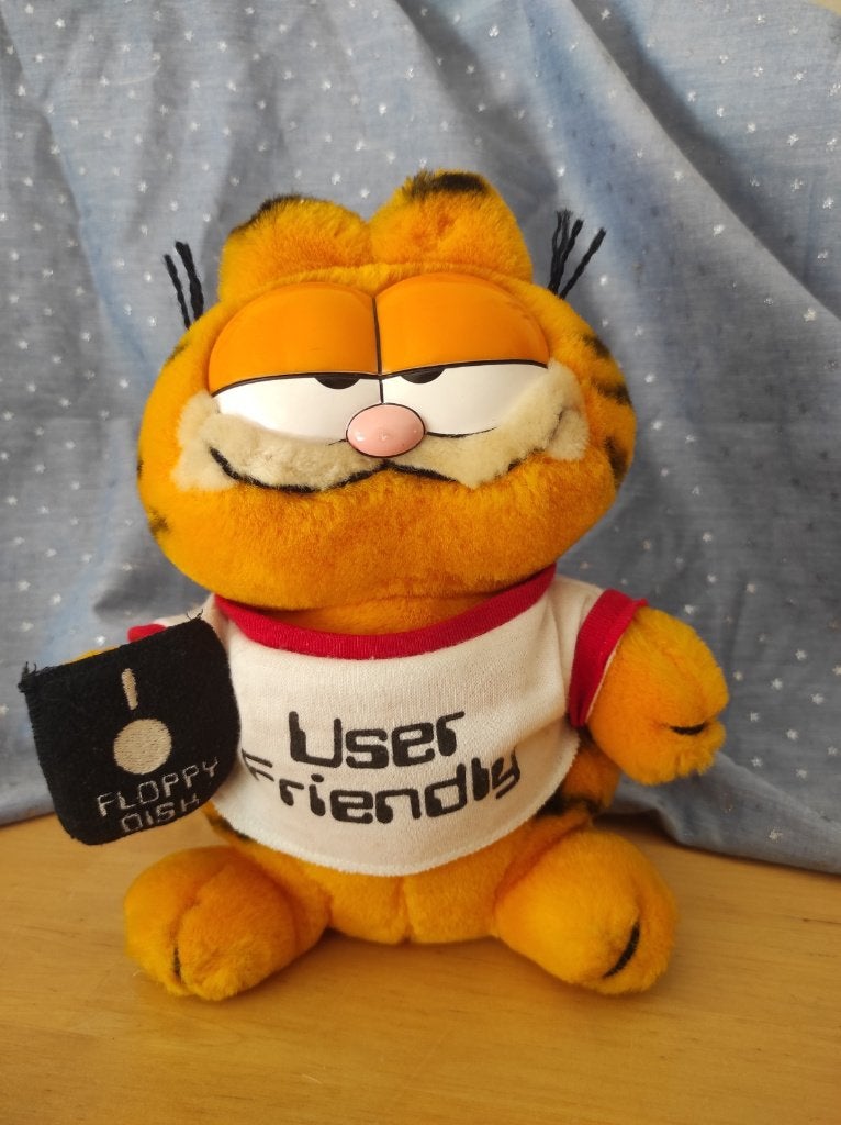 Garfield Dakin 1981 Floppy disk user friend computer knuffel, Collections, Ours & Peluches, Enlèvement, Utilisé, Ours en tissus
