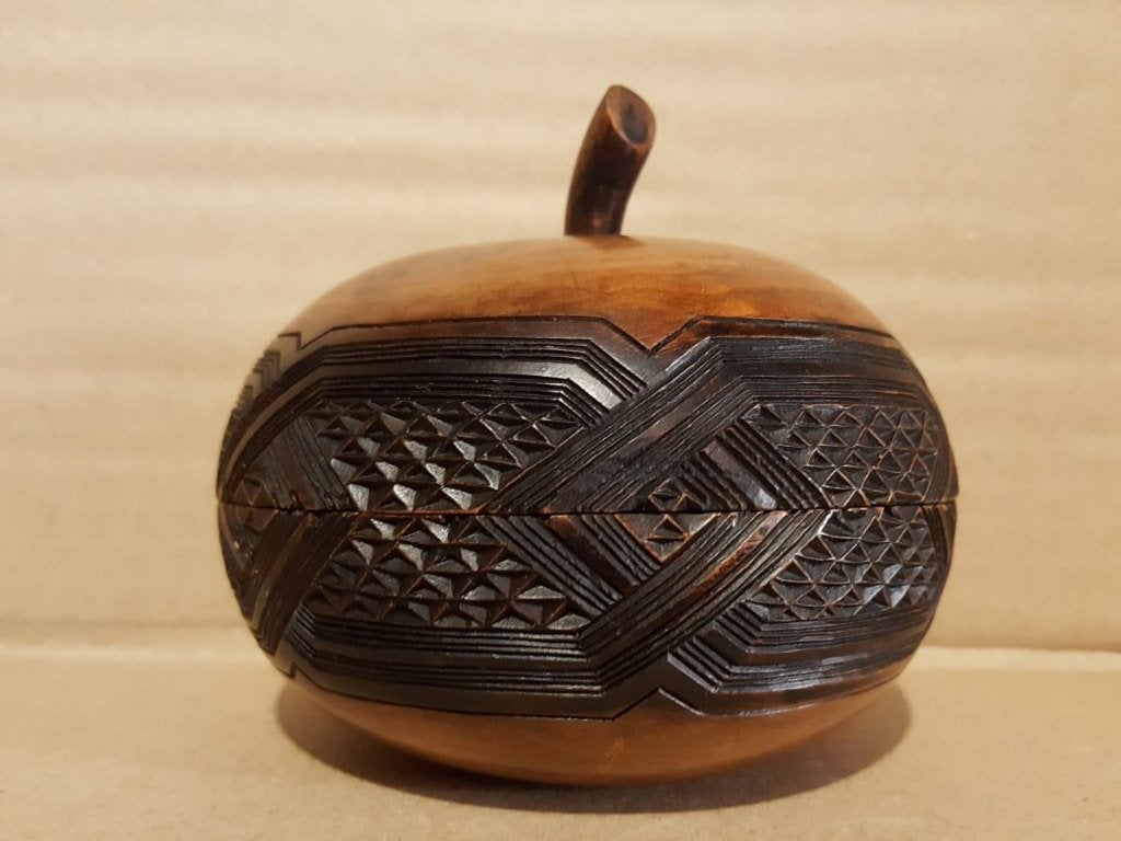 Boîte Kuba en bois (forme pomme/calebasse) - RD Congo, Enlèvement ou Envoi, Brun, Bois, Afrique