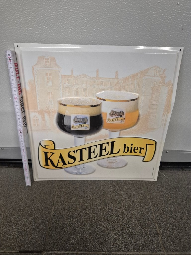 Pancarte à bière Kasteelbier, Collections, Enlèvement ou Envoi, Utilisé, Panneau, Plaque ou Plaquette publicitaire, Autres marques