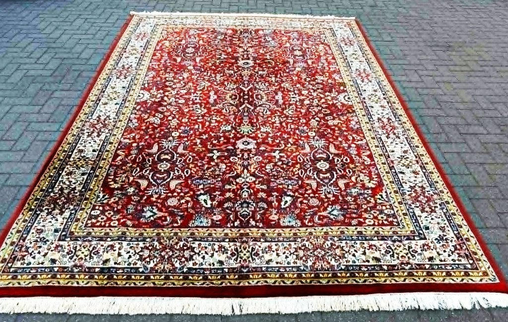 Perzische handgeknoopt oosterse tapijt (Keshan) 350 x 240 cm, Ophalen, 200 cm of meer, Blauw, Zo goed als nieuw