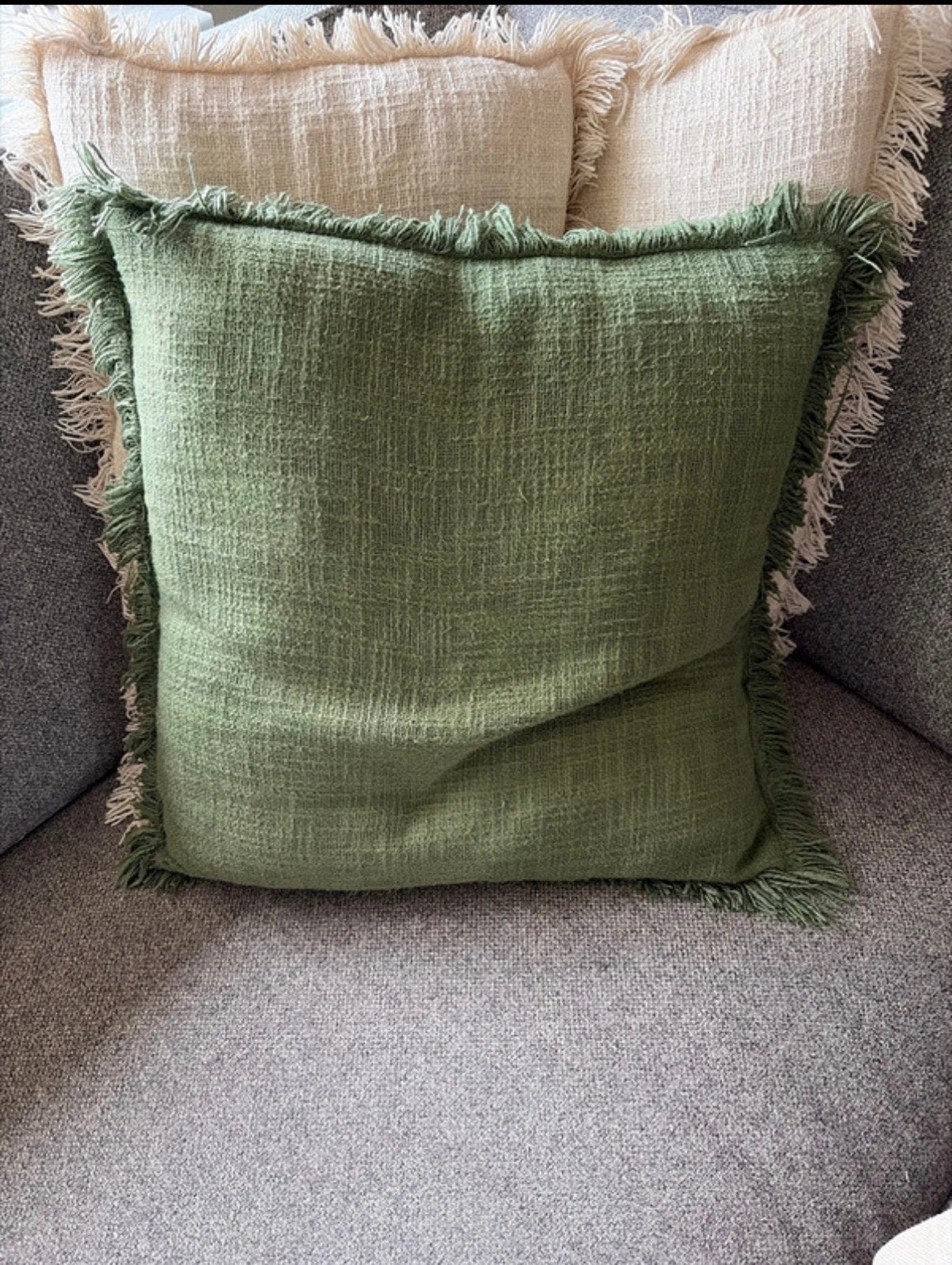 3 stuks Geweven kussenhies 50x50 dusty green, Ophalen, Overige merken, Wasbaar, Zo goed als nieuw