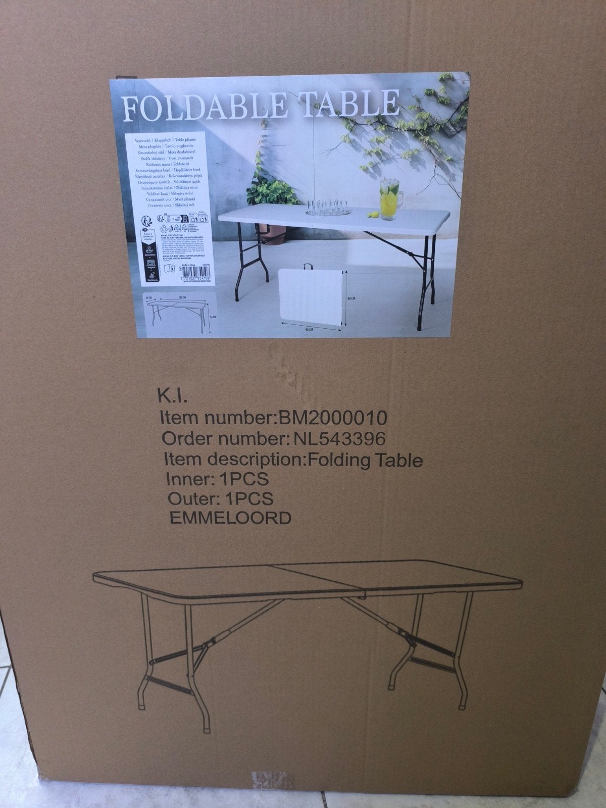 Table pliable neuve, Jardin & Terrasse, Enlèvement