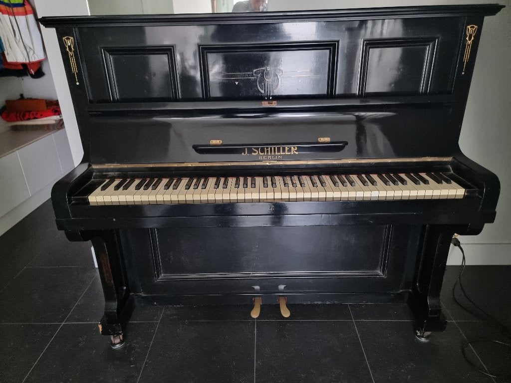 J. Schiller buffetpiano 1927, Ophalen, Gebruikt, Zwart, Piano
