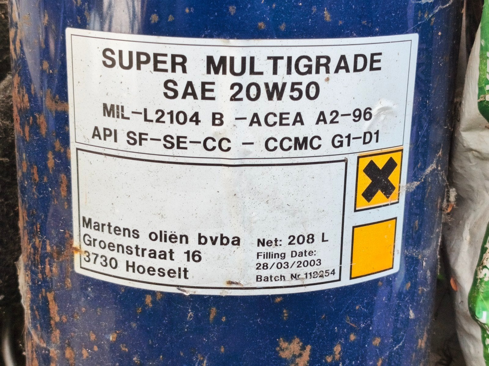 Motorolie SAE 20W50 in ton van 30 liter. Nooit geopend., Ophalen