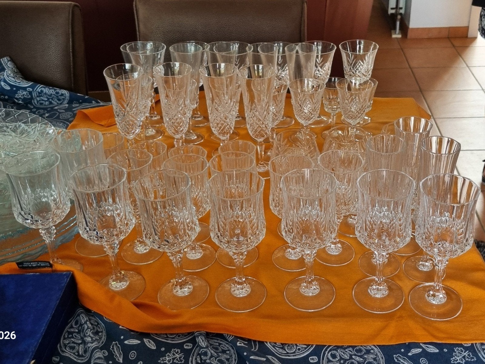 Set van 49 kristallen glazen voor wijn, champagne, cognac, Ophalen, Zo goed als nieuw