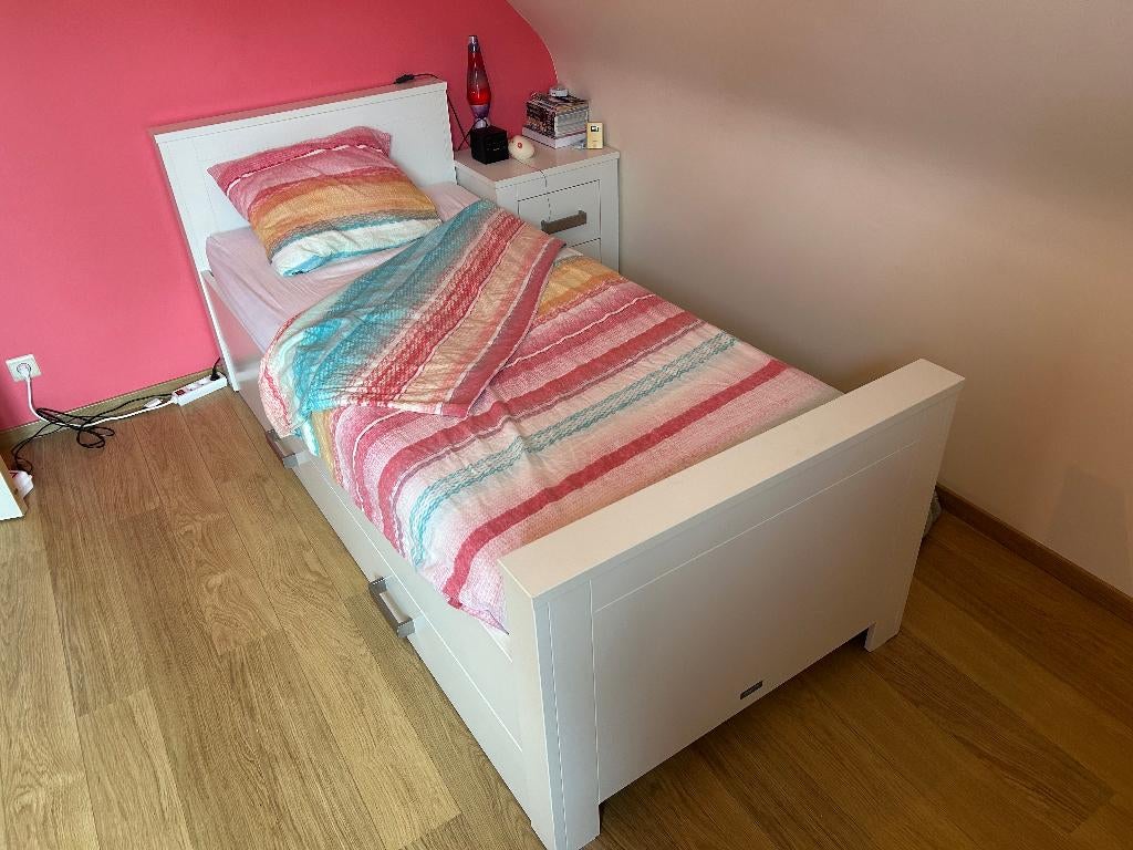 Bopita bed met bedlade - uitstekende staat, Huis en Inrichting, Ophalen, 100 cm, Eenpersoons, Wit