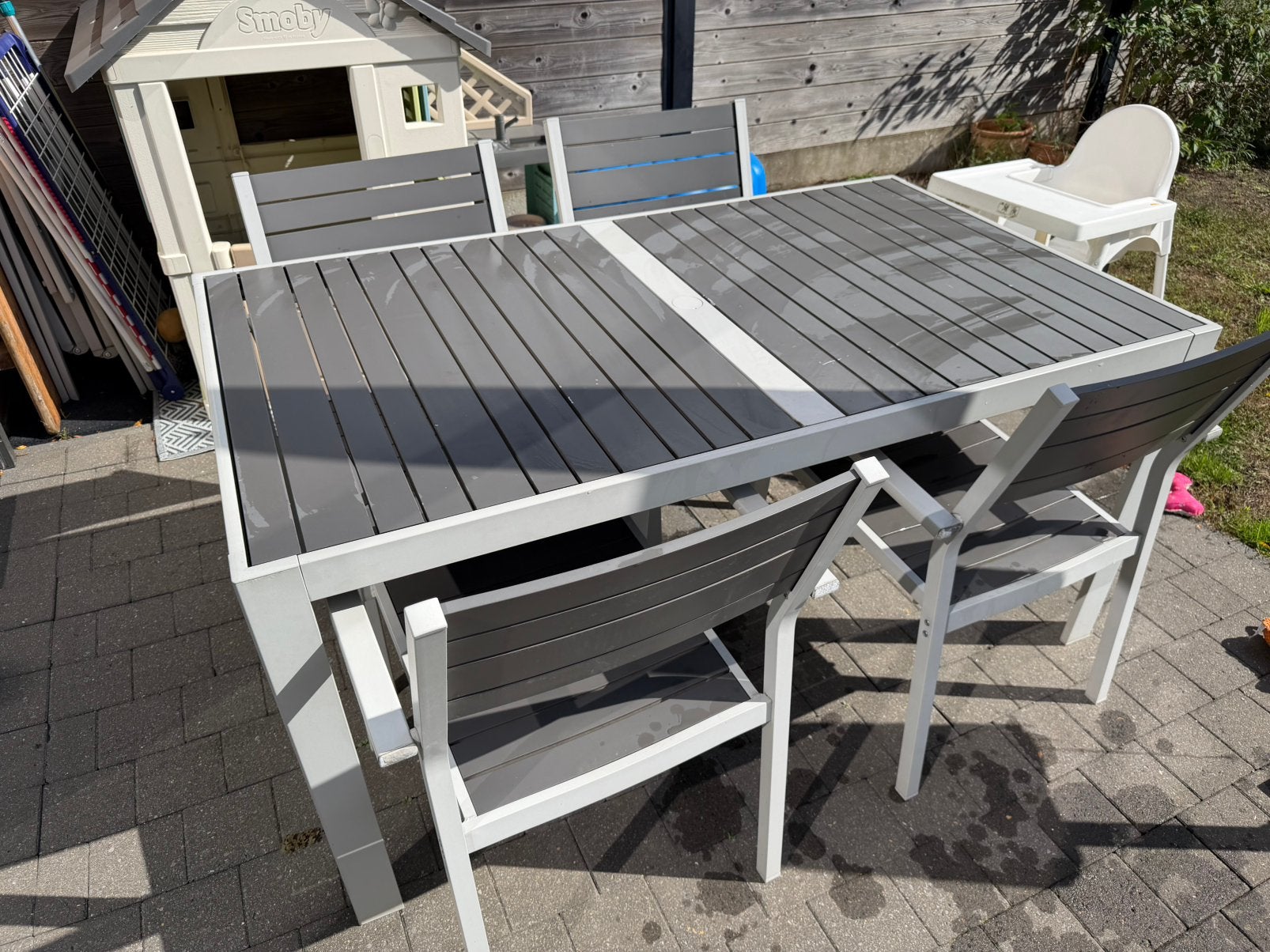 Tuintafel met 6 stoelen, Tuin en Terras, Ophalen, Gebruikt, Aluminium