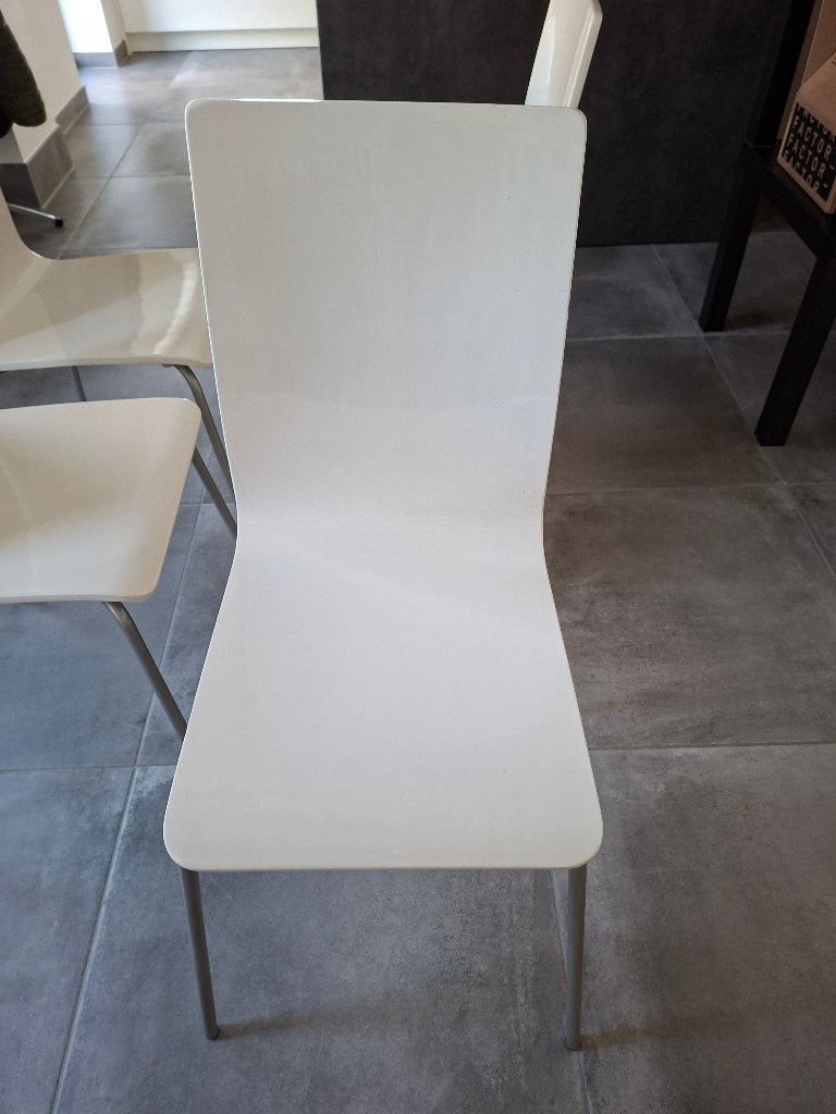 4 eetkamerstoelen, Ophalen, Gebruikt, Wit, Vier