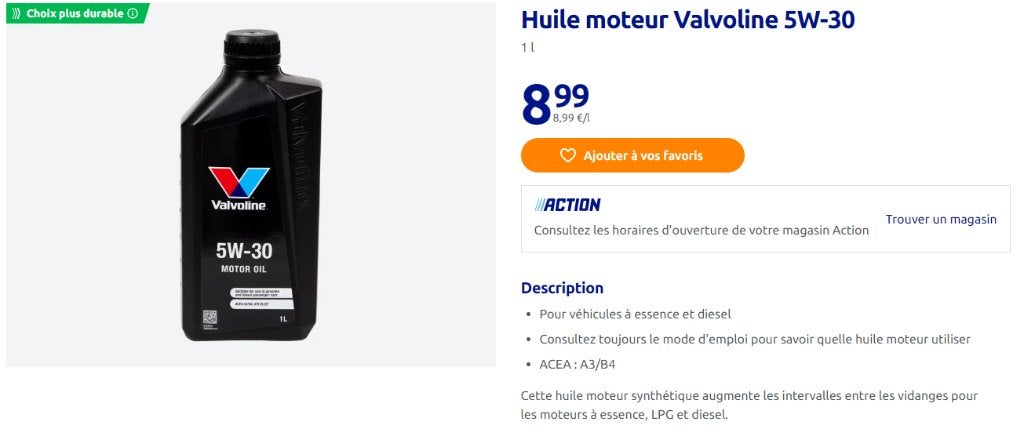 Lot de 14 bidons d'un litre d'huile moteur Valvoline 5w30, Autos : Divers, Enlèvement