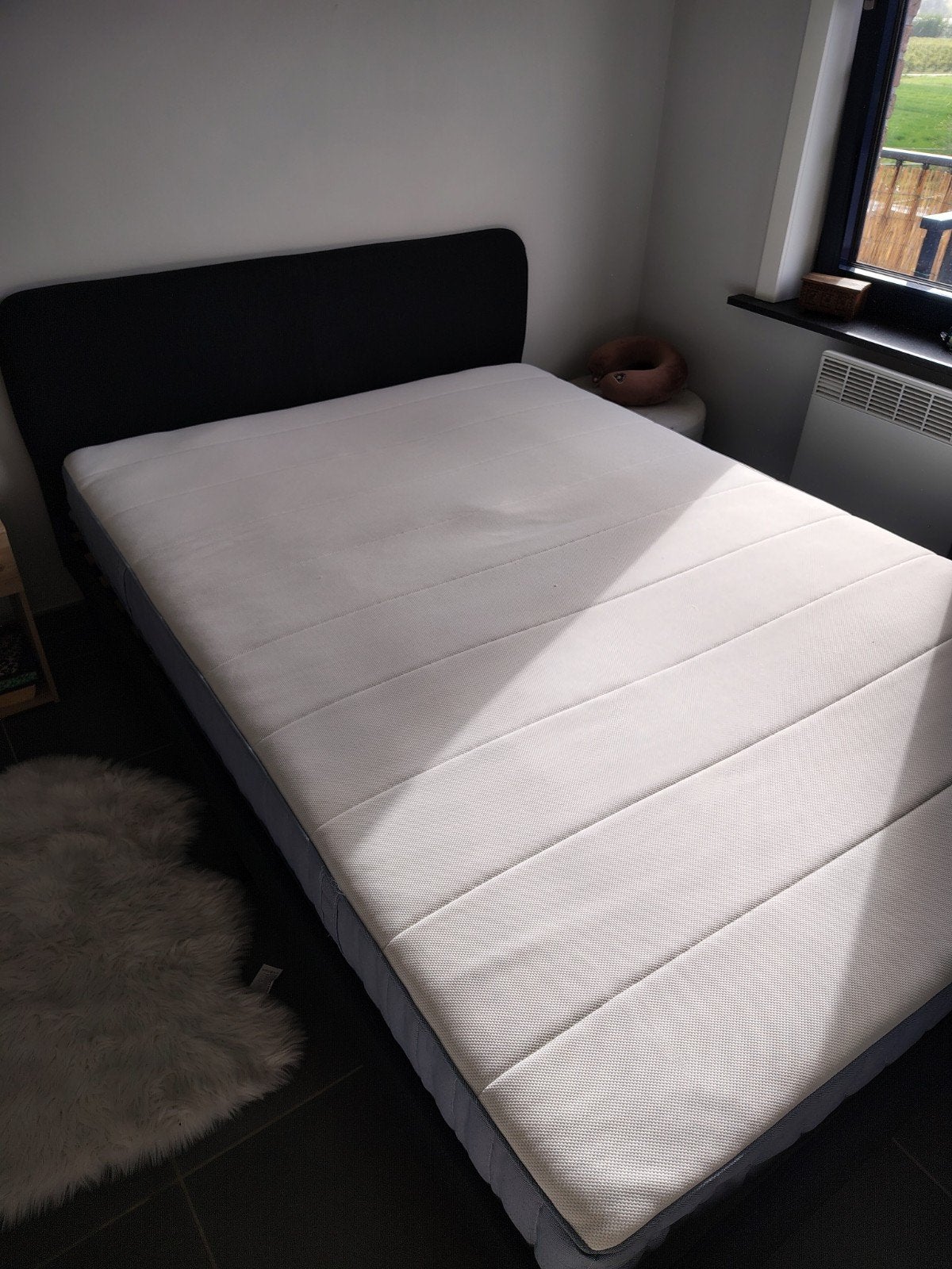 Gestoffeerd bed, donkergrijs 140x200 cm, Maison & Meubles, Matelas, Queen size, Enlèvement, 200 cm
