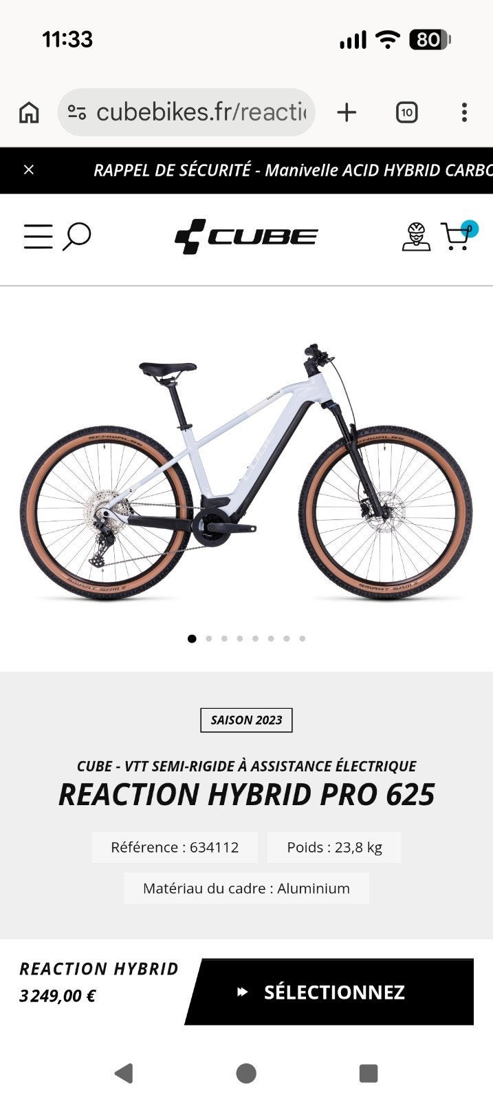 VTT Cube Reaction Hybrid pro 625 neuf, Enlèvement, Cube
