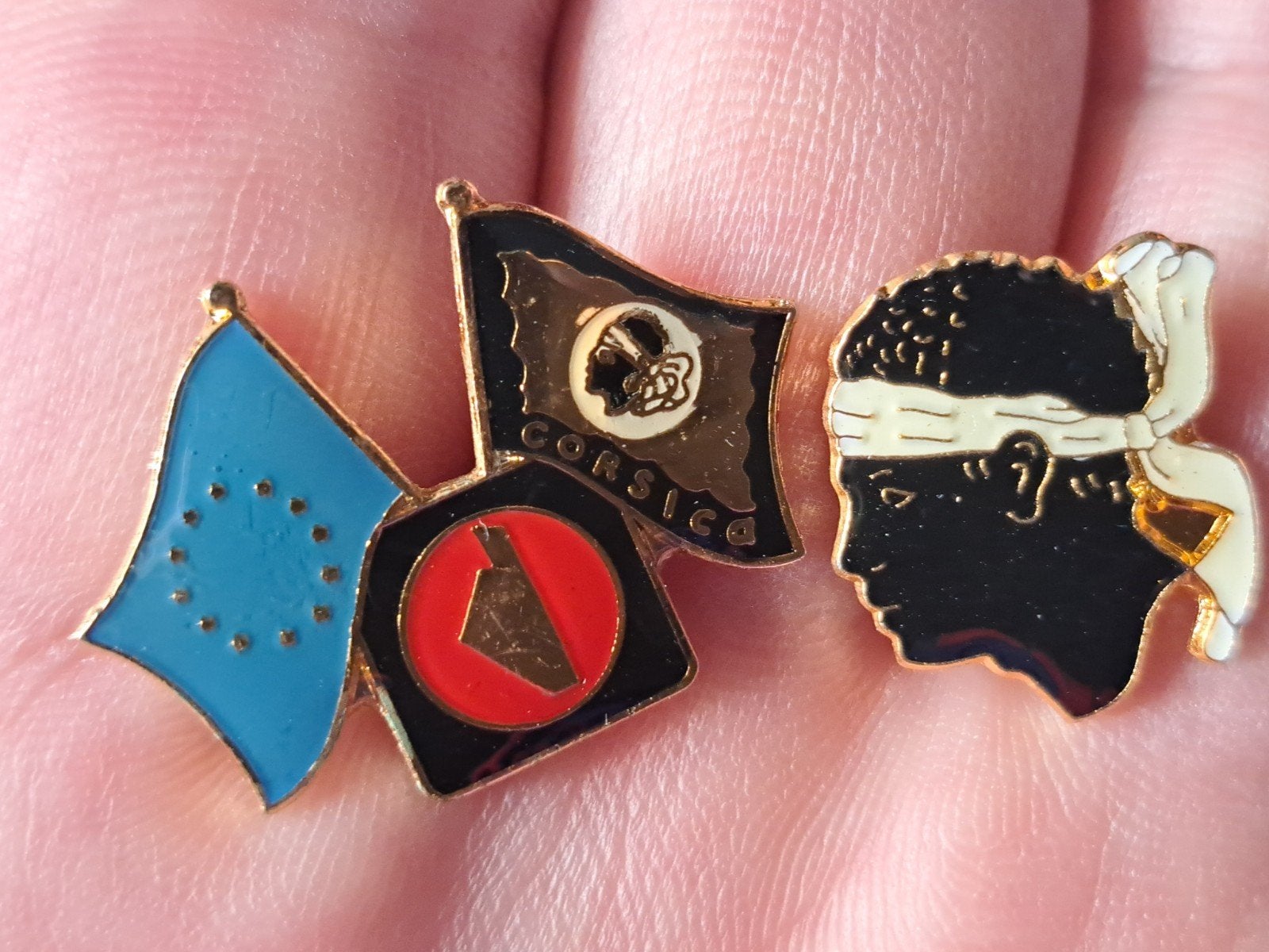 2 pins pin's de la Corse europe, Collections, Broches, Pins & Badges, Enlèvement