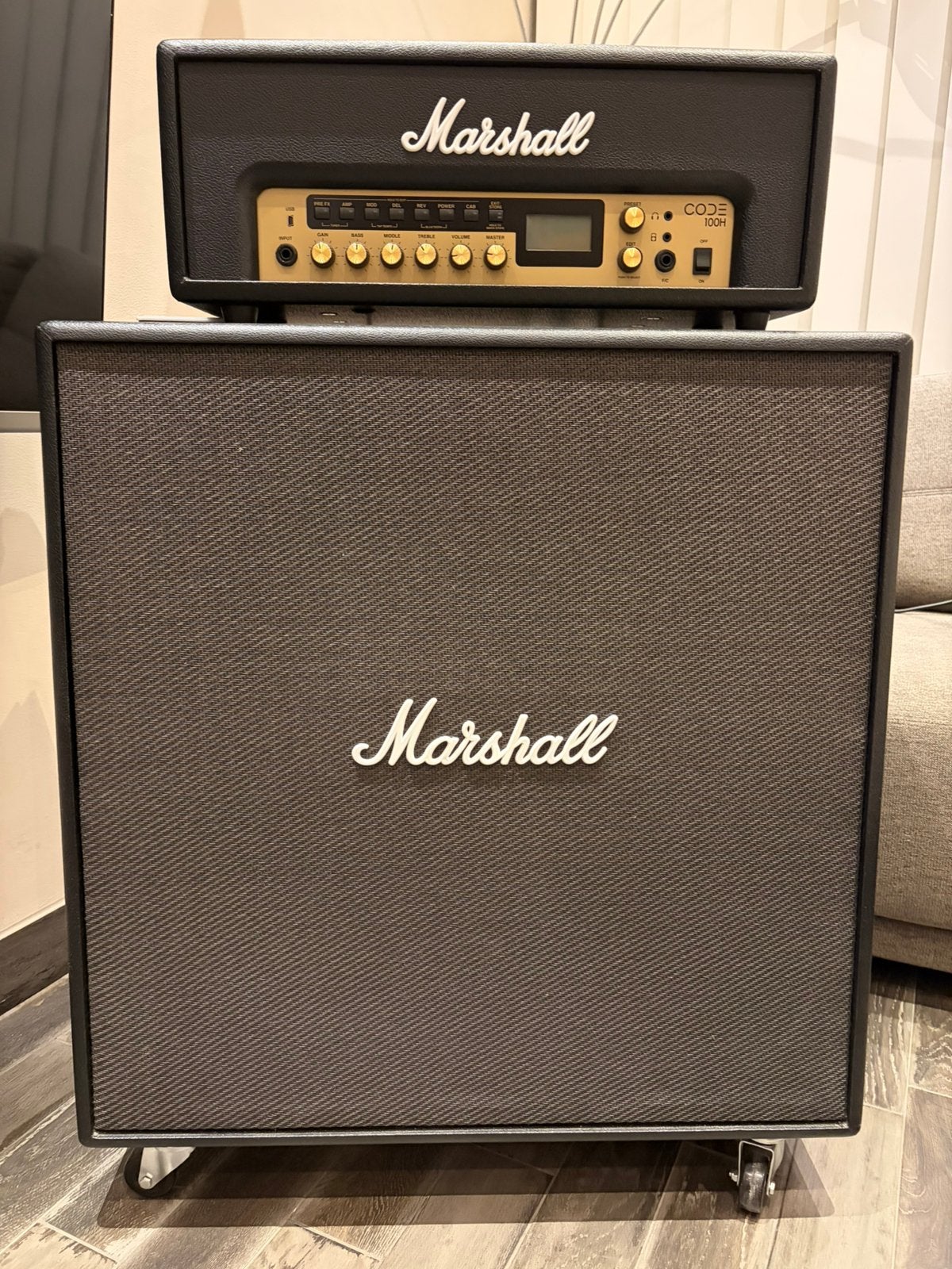 Ampli Marshall CODE 100 H avec baffle4x12, Ophalen, Zo goed als nieuw