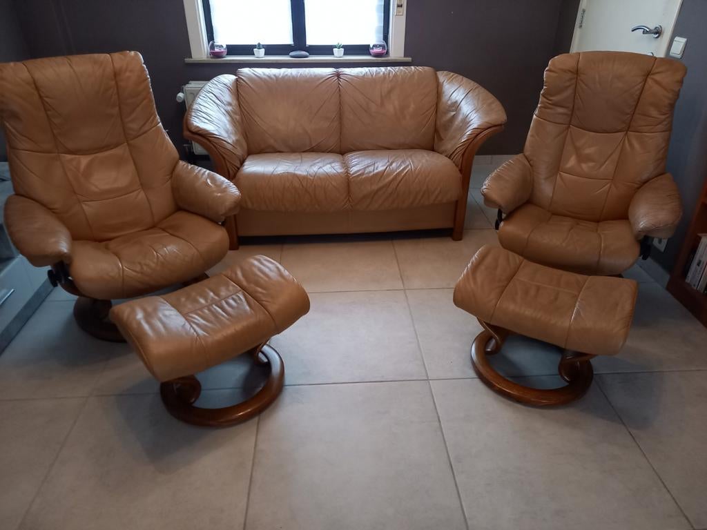Stressless zitkamerbank, Leer