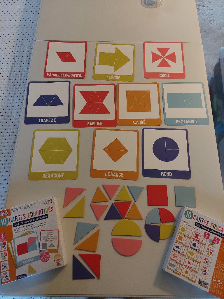 Jeu 10 cartes éducatives sur les formes géométriques, Enlèvement, Neuf, Découverte
