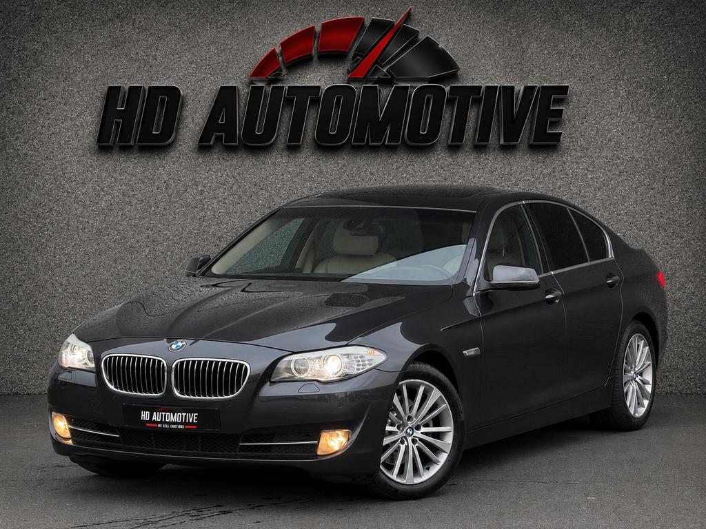 BMW F10 523i *AUTOMATIC* LEDER • GPS • OPENDAK • 1STE EIG., Auto's, Automaat, Achterwielaandrijving, Beige, 2996 cc