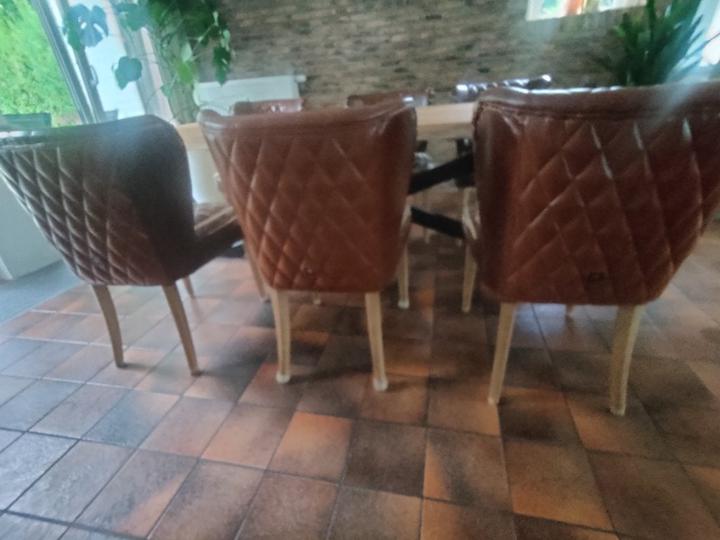 MOETEN SNEL WEG: 6 te herstofferen eetkamerstoelen, Ophalen, Gebruikt, Bruin, Vintage