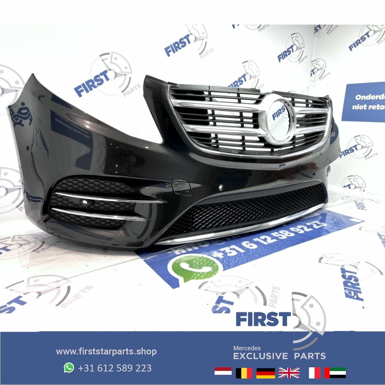 W447 VITO / V KLASSE AMG VOORBUMPER COMPLEET ZWART ORIGINEEL, Utilisé, -, Avant, -