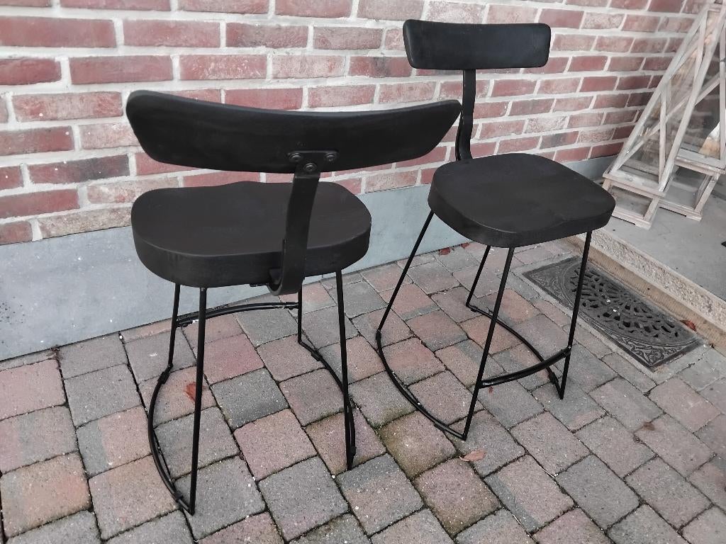 barstoelen massief mango en staal, Huis en Inrichting, Ophalen, Zo goed als nieuw