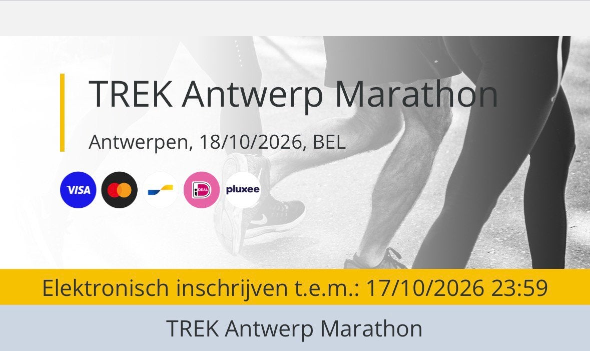Startbewijs marathon Antwerpen, Sport en Fitness, Overige Sport en Fitness, Ophalen of Verzenden, Nieuw