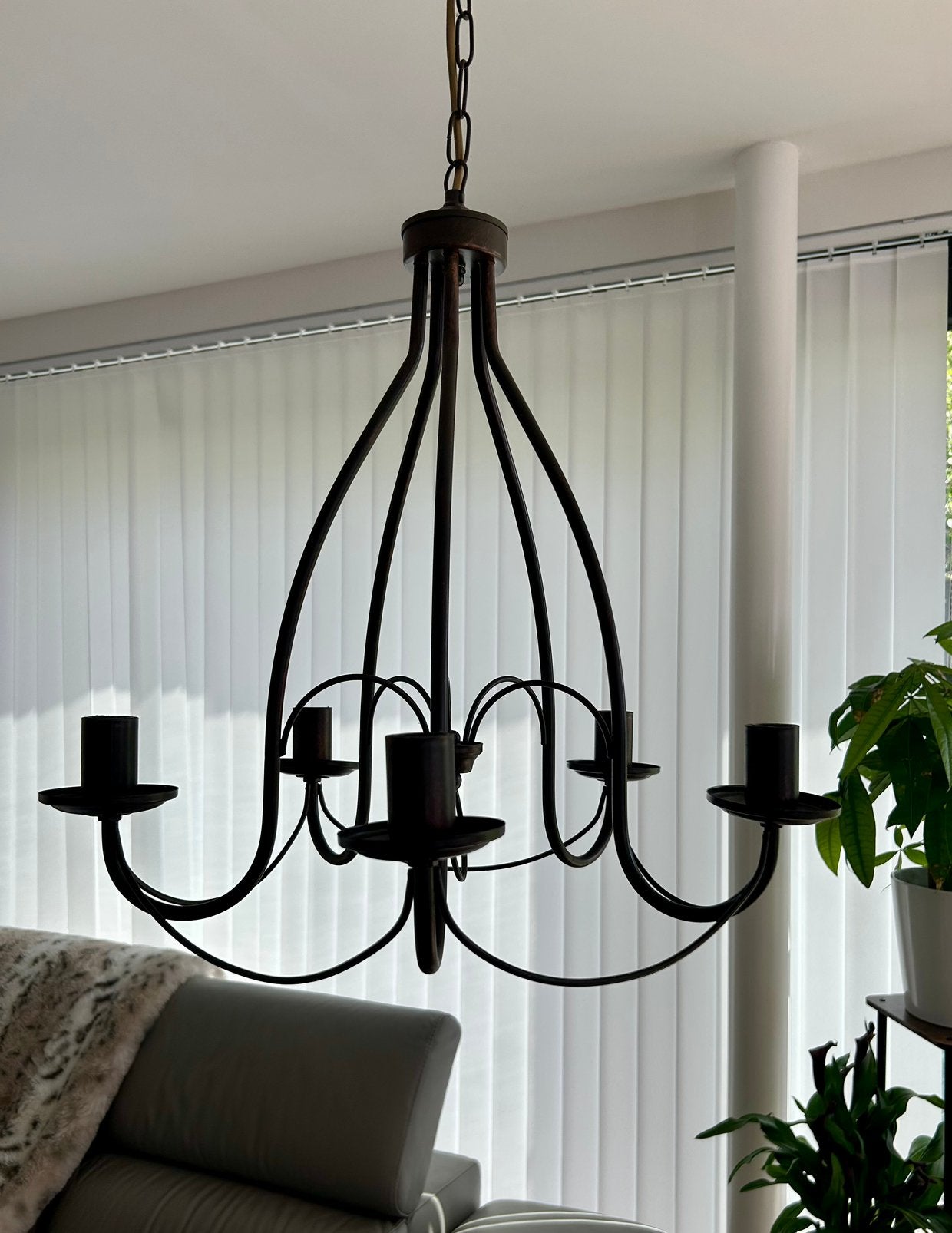 Lustre en fer forgé marron, Enlèvement, Comme neuf
