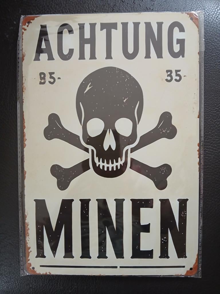 Achtung MINEN!!! BORD 20 OP 30 CM, Ophalen of Verzenden