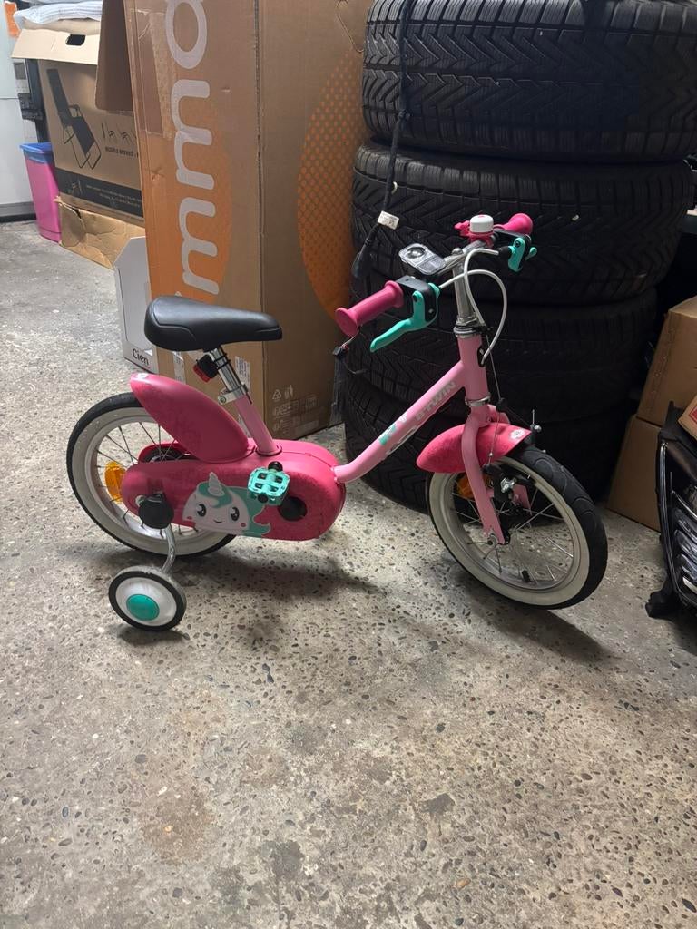 VELO 14 POUCES 3-5 ANS 500 UNICORN B'TWIN peu utilisé propre, Enlèvement, Comme neuf, Moins de 16 pouces, Stabilisateurs