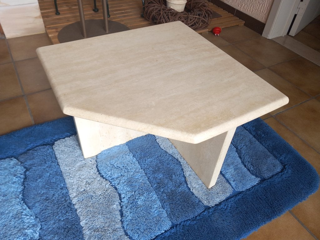 Table basse/table d'appoint en travertin 50x50x39, Maison & Meubles, Enlèvement ou Envoi