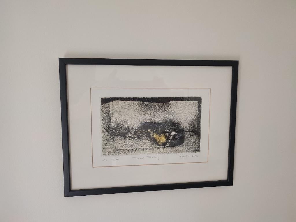 Ets Cindy Wright, Antiek en Kunst, 22 cm, Ets, Origineel, Flora en Fauna